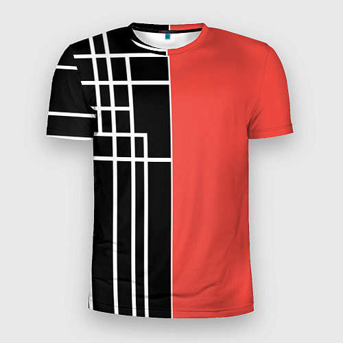 Мужская спорт-футболка Черный и коралловый арт деко / 3D-принт – фото 1