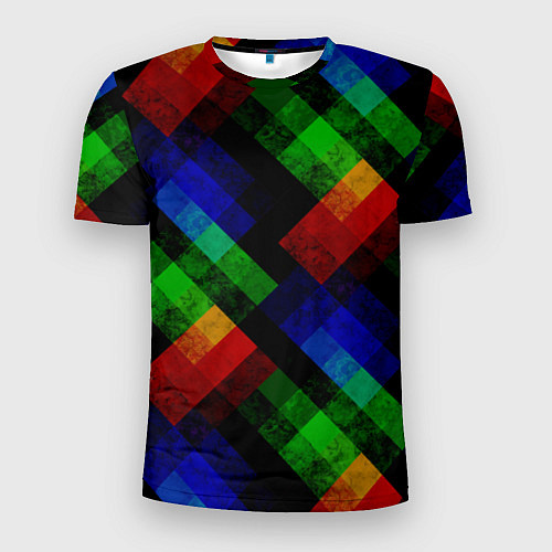 Мужская спорт-футболка Разноцветный мраморный узор / 3D-принт – фото 1