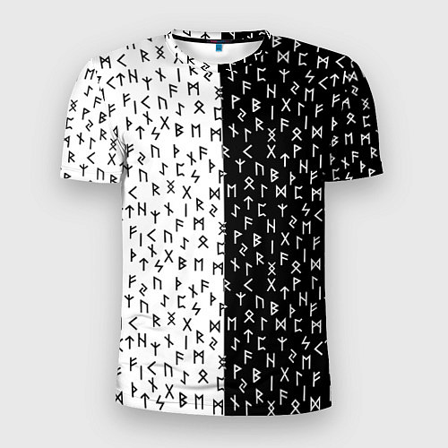 Мужская спорт-футболка Руны чёрно-белое / 3D-принт – фото 1
