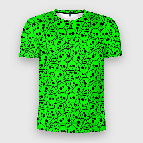 Мужская спорт-футболка Черепа на кислотно-зеленом фоне / 3D-принт – фото 1