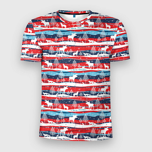 Мужская спорт-футболка Merry Christmas лесные звери / 3D-принт – фото 1