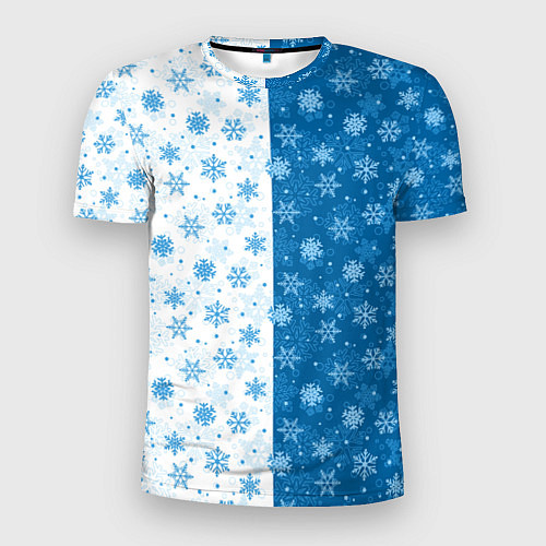 Мужская спорт-футболка Снежинки зимняя пора / 3D-принт – фото 1