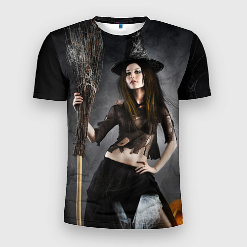 Мужская спорт-футболка Милая ведьма с метлой / 3D-принт – фото 1