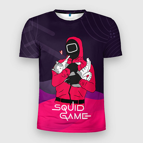 Мужская спорт-футболка Игра в кальмара - с милым котиком / 3D-принт – фото 1