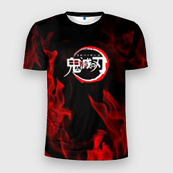 Мужская спорт-футболка Клинок рассекающий демонов пламя