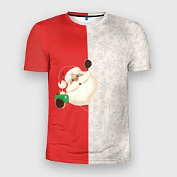 Футболка спортивная мужская Дед Мороз селфи, цвет: 3D-принт