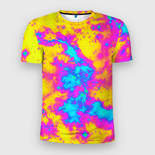 Мужская спорт-футболка Яркая абстракция космических красок / 3D-принт – фото 1