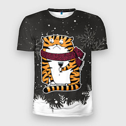 Мужская спорт-футболка Тигр с бокалом вина