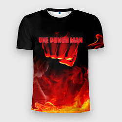 Мужская спорт-футболка Кулак One Punch-Man в огне
