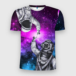 Мужская спорт-футболка Космонавт и водолаз - сотворение