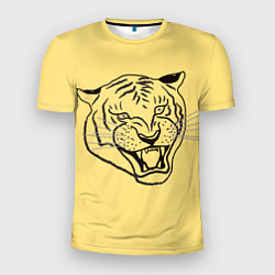 Мужская спорт-футболка Тигр на золотом фоне