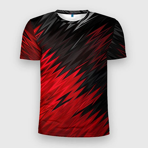 Мужская спорт-футболка ЧЁРНО КРАСНЫЕ КРАСКИ RED BLACK STRIPES / 3D-принт – фото 1