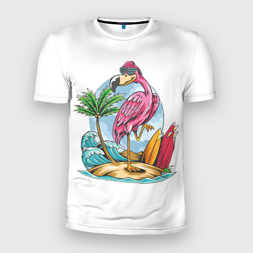 Мужская спорт-футболка Фламинго На Острове / 3D-принт – фото 1