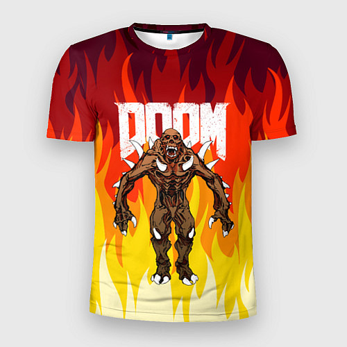 Мужская спорт-футболка DOOM IMP FIRE AND MONSTER / 3D-принт – фото 1