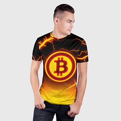 Футболка спортивная мужская ОГНЕННЫЙ БИТКОИН HODL IT BITCOIN, цвет: 3D-принт — фото 2