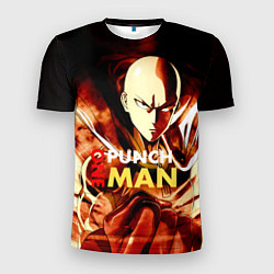Мужская спорт-футболка Огненный Сайтама One Punch-Man