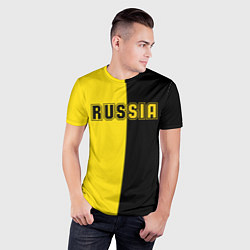 Футболка спортивная мужская Россия черно желтое RUSSIA - BORUSSIA, цвет: 3D-принт — фото 2