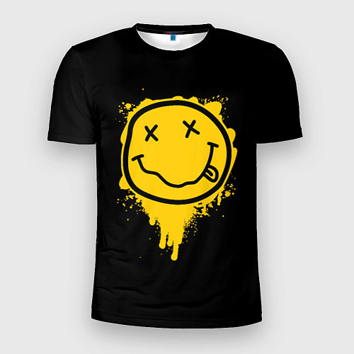 Мужская спорт-футболка NIRVANA LOGO SMILE, БРЫЗГИ КРАСОК / 3D-принт – фото 1