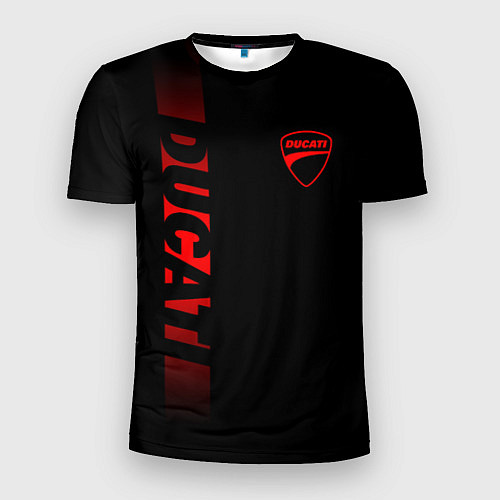 Мужская спорт-футболка DUCATI BLACK RED LINE / 3D-принт – фото 1