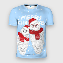 Мужская спорт-футболка С Рождеством! Совы