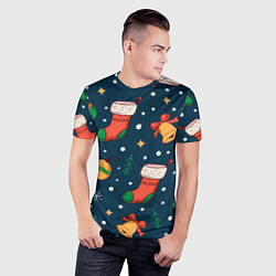 Футболка спортивная мужская Новогодний, рождественский узор, цвет: 3D-принт — фото 2