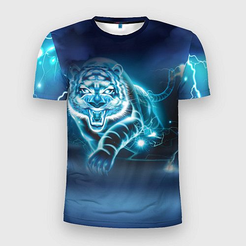 Мужская спорт-футболка Молниеносный тигр / 3D-принт – фото 1