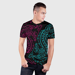 Футболка спортивная мужская НЕОНОВЫЕ ДРАКОНЫ NEON DRAGON, цвет: 3D-принт — фото 2