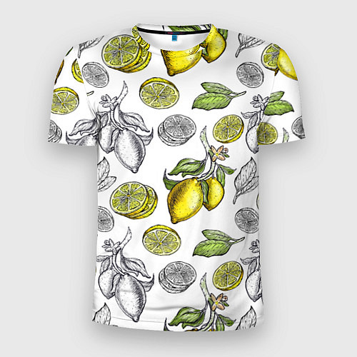 Мужская спорт-футболка Лимонный паттерн / 3D-принт – фото 1