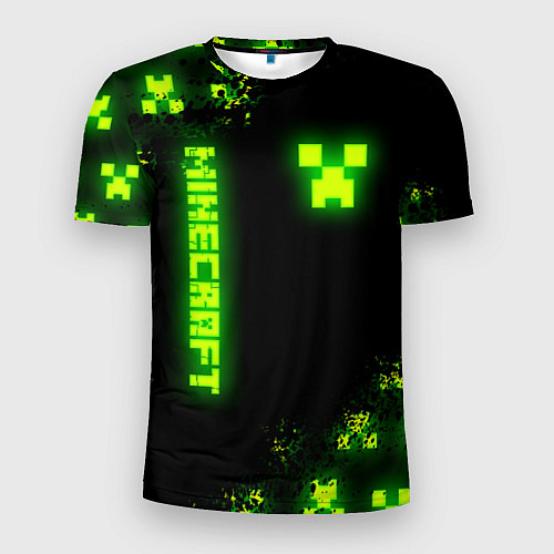 Мужская спорт-футболка MINECRAFT NEON LOGO CREEPER / 3D-принт – фото 1