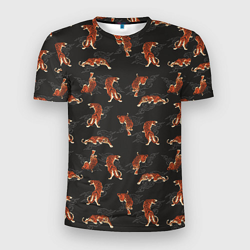 Мужская спорт-футболка Тигр-хищник в облаках / 3D-принт – фото 1