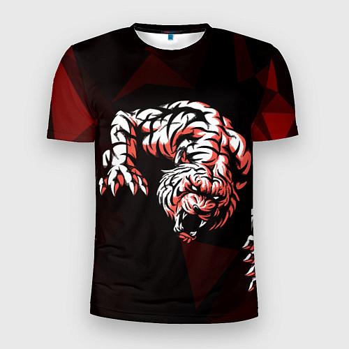 Мужская спорт-футболка Злой тигр нападает / 3D-принт – фото 1