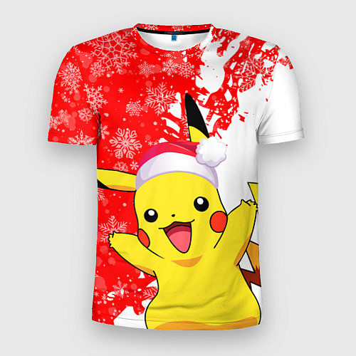 Мужская спорт-футболка НОВОГОДНИЙ ПИКАЧУ, ЗИМА БЛИЗКО / 3D-принт – фото 1