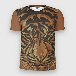 Мужская спорт-футболка Морда тигра на весь экран