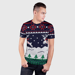 Футболка спортивная мужская СВИТЕР С ОЛЕНЯМИ DEER SWEATER, цвет: 3D-принт — фото 2