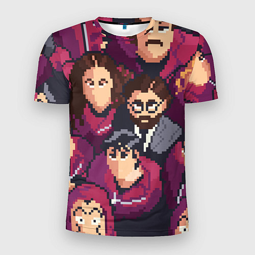 Мужская спорт-футболка БУМАЖНЫЙ ДОМ ПИКСЕЛИ LA CASA DE PAPEL / 3D-принт – фото 1