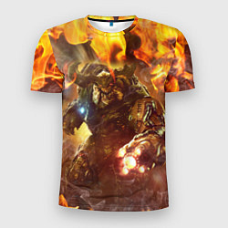 Мужская спорт-футболка CYBER DEMON IN FIRE DOOM BOSS