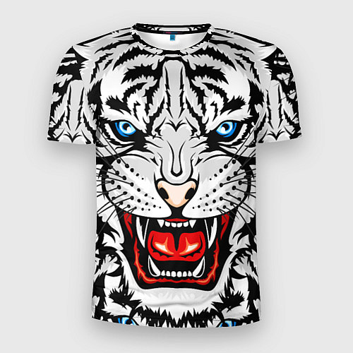 Мужская спорт-футболка БЕЛЫЙ ТИГР СИМВОЛ НОВОГО ГОДА 2022 WHITE TIGER / 3D-принт – фото 1