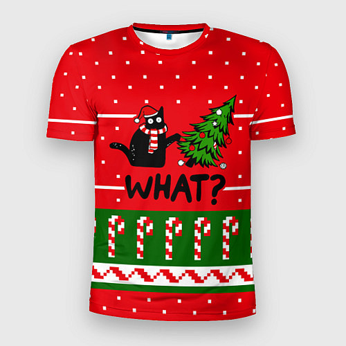 Мужская спорт-футболка WHAT КОТИК CAT / 3D-принт – фото 1