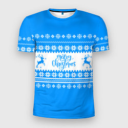Мужская спорт-футболка MERRY CHRISTMAS BLUE