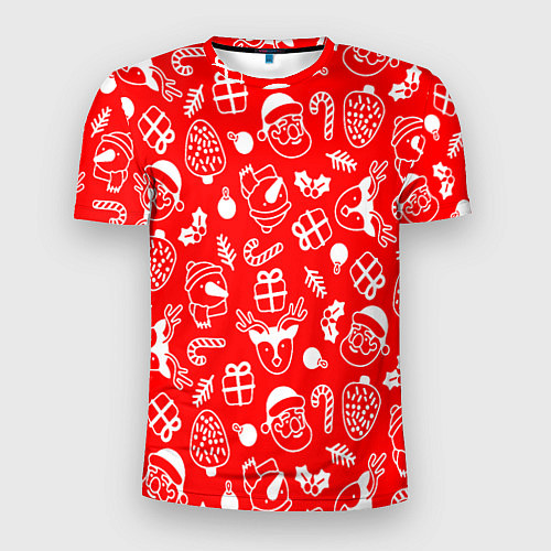 Мужская спорт-футболка Новогодний узор паттерн / 3D-принт – фото 1