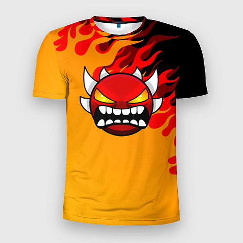Мужская спорт-футболка Geometry Dash пламя огня / 3D-принт – фото 1