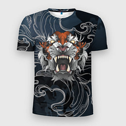 Мужская спорт-футболка Рычащий Тигр в японском стиле