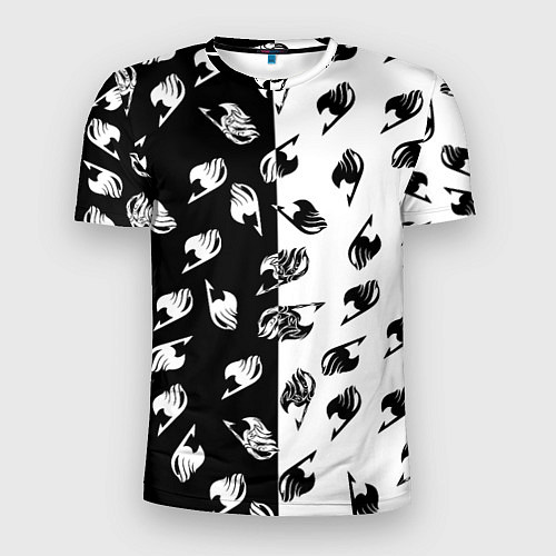 Мужская спорт-футболка FAIRY TAIL BLACK WHITE ХВОСТ ФЕИ СИМВОЛЫ ЧЁРНО БЕЛ / 3D-принт – фото 1