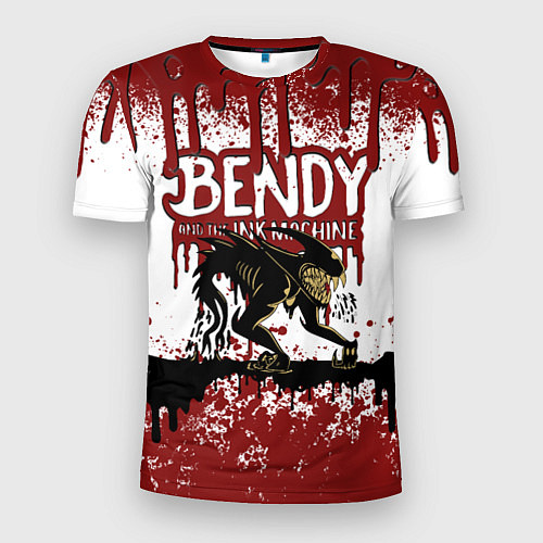 Мужская спорт-футболка BLOOD BLACK AND WHITE BENDY AND THE INK MACHINE / 3D-принт – фото 1