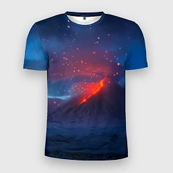 Футболка спортивная мужская Извержение вулкана ночью, цвет: 3D-принт