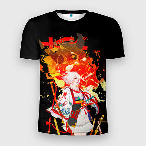 Мужская спорт-футболка Девушка Самурай в белом кимоно / 3D-принт – фото 1