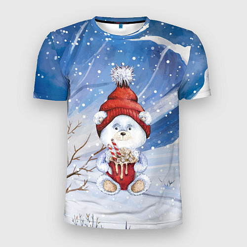 Мужская спорт-футболка Медвежонок 2022 новогодний / 3D-принт – фото 1