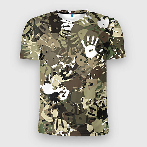Мужская спорт-футболка Камуфляж с отпечатками рук / 3D-принт – фото 1