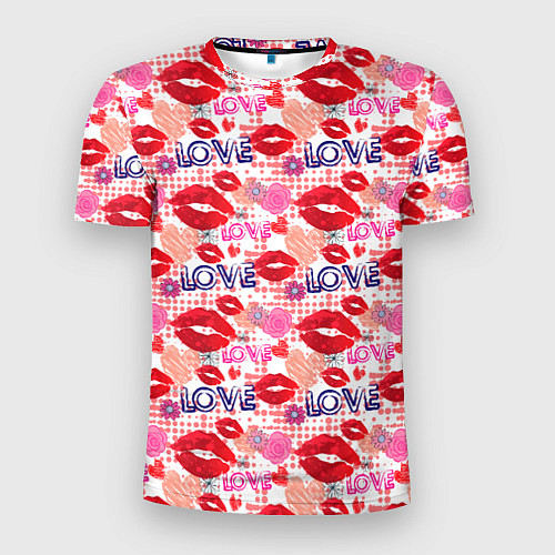 Мужская спорт-футболка LOVE поцелуи / 3D-принт – фото 1