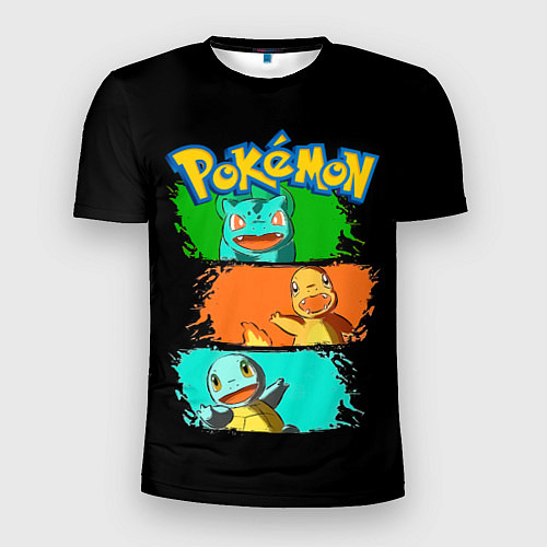 Мужская спорт-футболка Стартовые покемоны - Pokemon / 3D-принт – фото 1